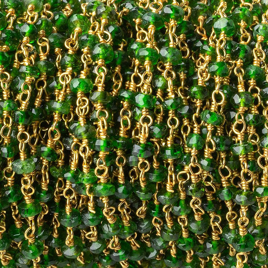 3.5mm Chrome Tourmaline faceted rondelle Vermeil Chain by the foot