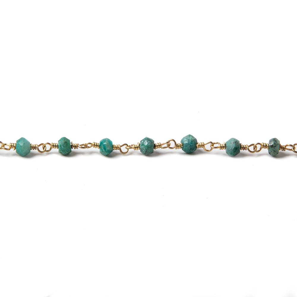 3.5mm Chrysocolla faceted rondelle Gold plated Chain by the foot 39 pieces