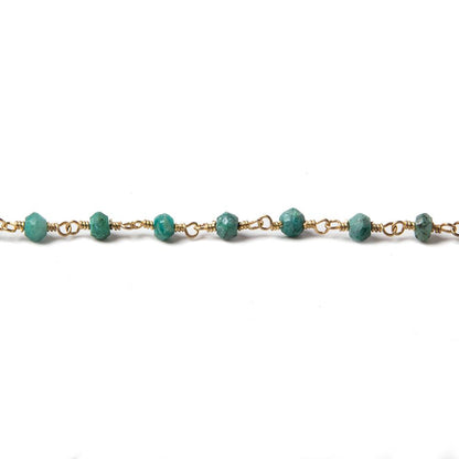 3.5mm Chrysocolla faceted rondelle Gold plated Chain by the foot 39 pieces