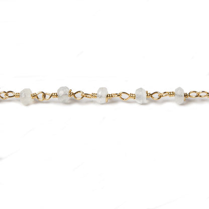 3.5mm Cream Moonstone faceted rondelle Gold plated Chain by the foot 39 pcs