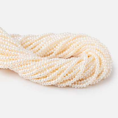 3.5mm Creamy White Off Round Freshwater Pearls 14 inch 132 Beads