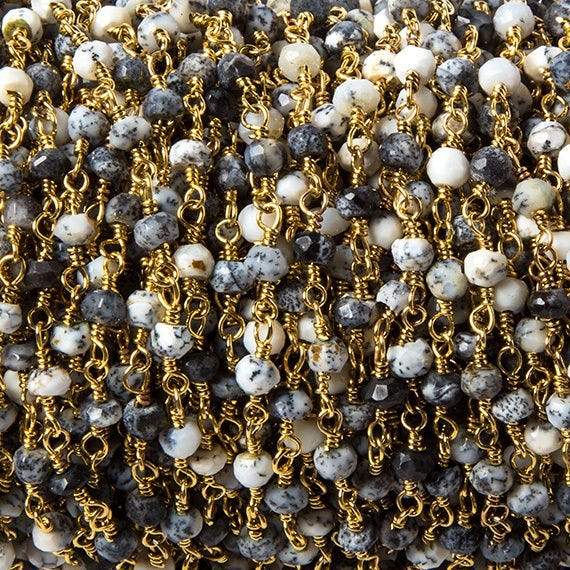 3.5mm Dendritic Opal faceted rondelle Gold plated Chain by the foot 39 pieces
