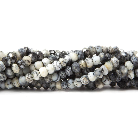 3.5mm Dendritic Opal faceted rondelles 13.5 inches 121 beads