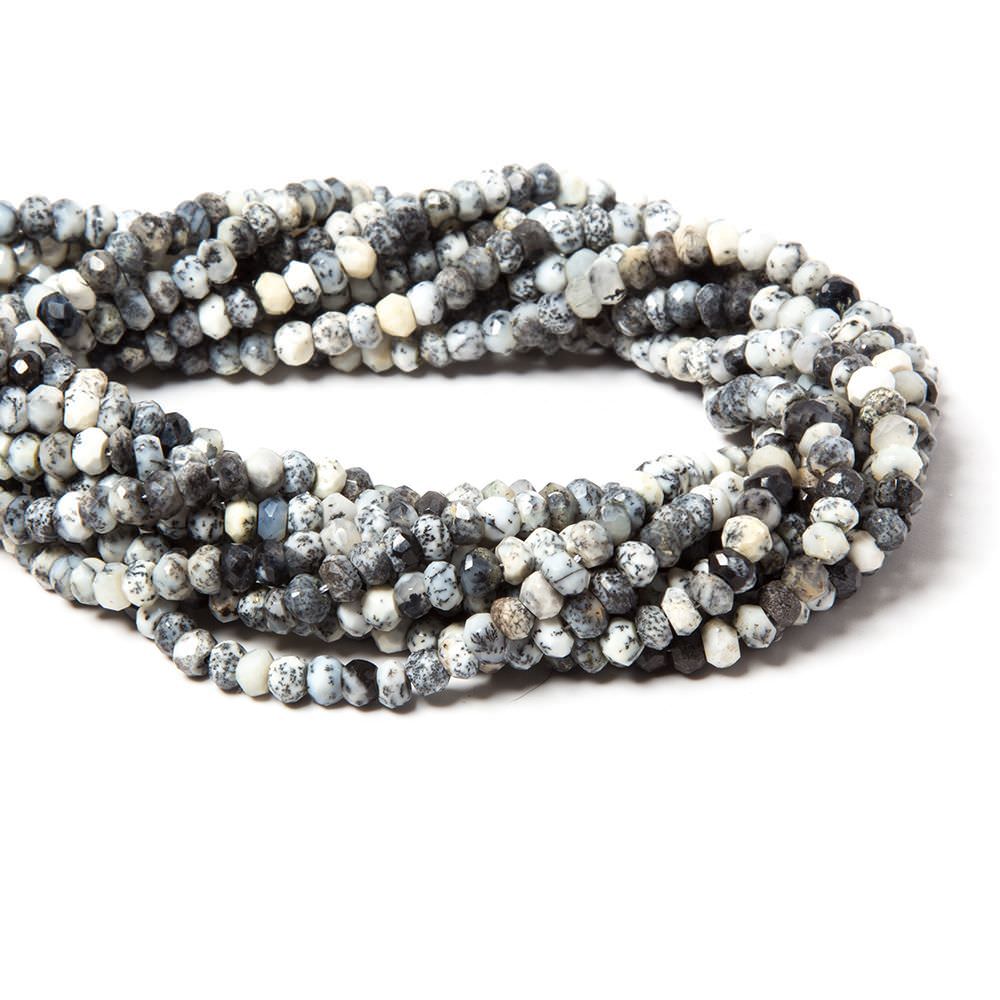 3.5mm Dendritic Opal faceted rondelles 13.5 inches 121 beads