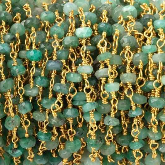 3.5mm Emerald Faceted Rondelle Beads on Vermeil Chain