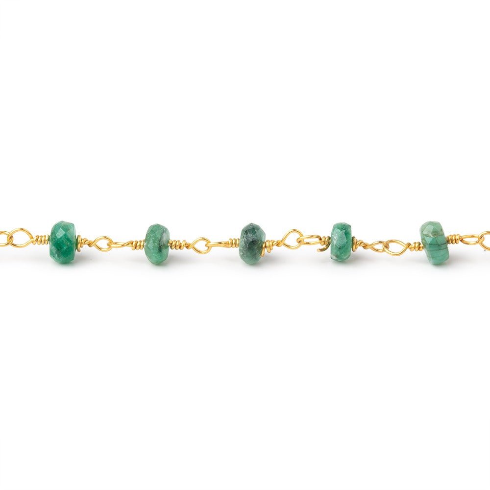 3.5mm Emerald Faceted Rondelle Beads on Vermeil Chain