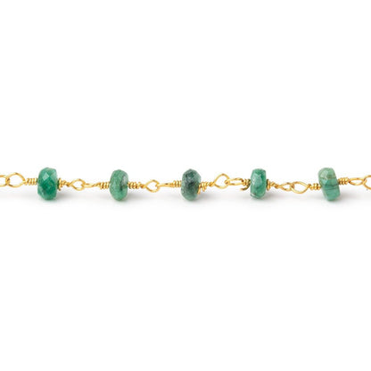 3.5mm Emerald Faceted Rondelle Beads on Vermeil Chain