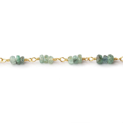 3.5mm Emerald Faceted Rondelle Trio Vermeil Chain by the Foot 78 beads
