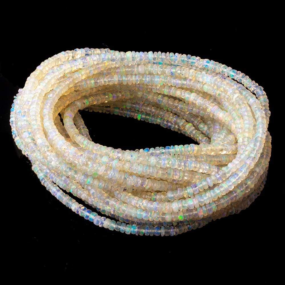 3.5mm Ethiopian Opal faceted rondelles 17.5 inch 260 beads