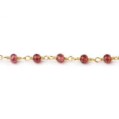 3.5mm Garnet Micro Faceted Rondelles on Gold Plated Chain
