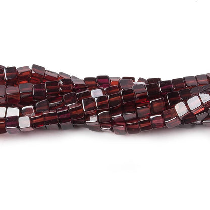 3.5mm Garnet Plain Cube Beads 16 inch 120 pieces