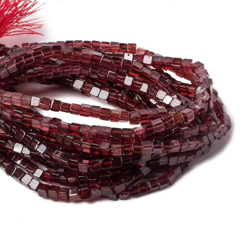 3.5mm Garnet Plain Cube Beads 16 inch 120 pieces
