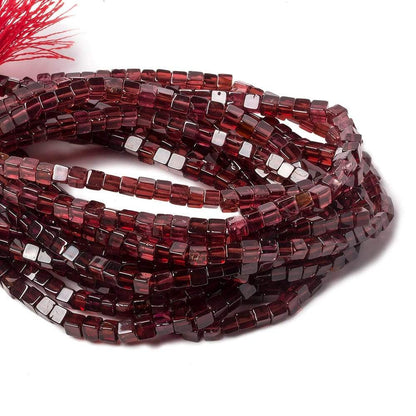 3.5mm Garnet Plain Cube Beads 16 inch 120 pieces