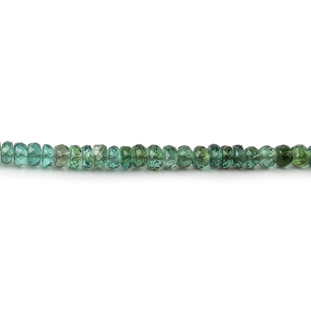3.5mm Indicolite Blue & Chrome Green Tourmaline faceted rondelles 17 inch 190 pieces AA