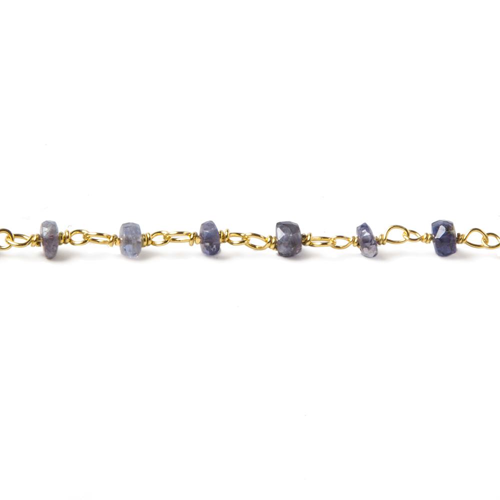 3.5mm Iolite faceted rondelle Vermeil Chain by the foot 40 pieces