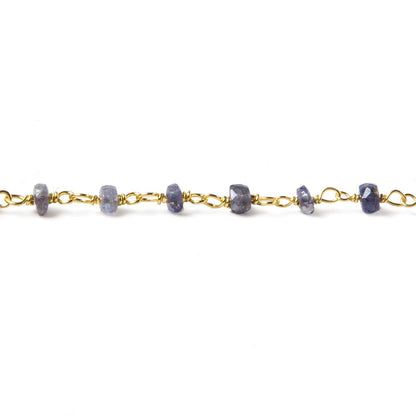 3.5mm Iolite faceted rondelle Vermeil Chain by the foot 40 pieces
