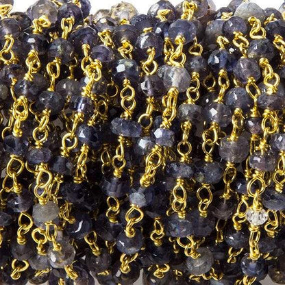 3.5mm Iolite faceted rondelle Vermeil Chain by the foot 40 pieces
