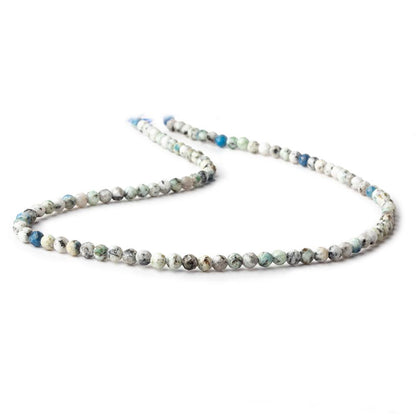3.5mm K2 Azurite Granite "K2 Jasper" micro faceted rounds 12.5 inch 97 beads