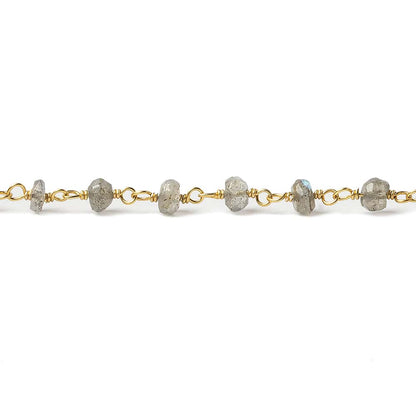 3.5mm Labradorite faceted rondelle Vermeil Chain by the foot