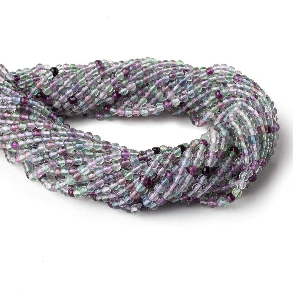 3.5mm Multi Color Fluorite plain round beads 15.5 inch 125 pieces AA