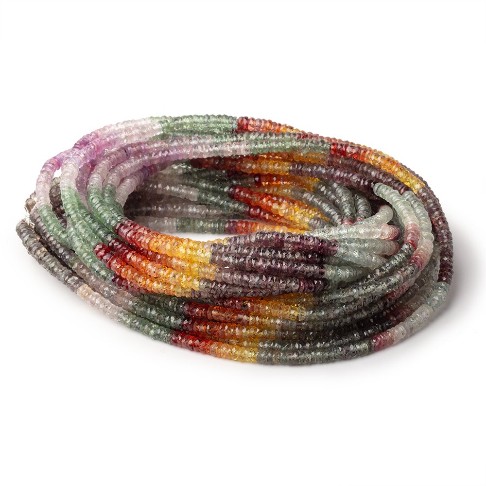 3.5mm Multi Color Sapphire Faceted Heishi Beads 18 inch 278 pieces AA