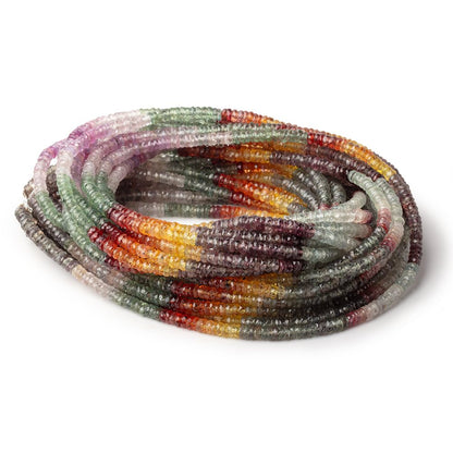3.5mm Multi Color Sapphire Faceted Heishi Beads 18 inch 278 pieces AA