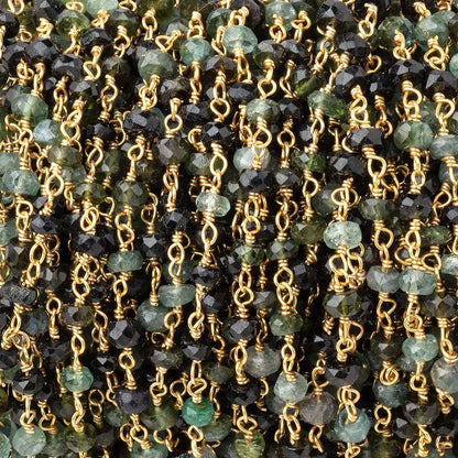 3.5mm Multi Color Tourmaline Faceted Rondelle Beads on Vermeil Chain