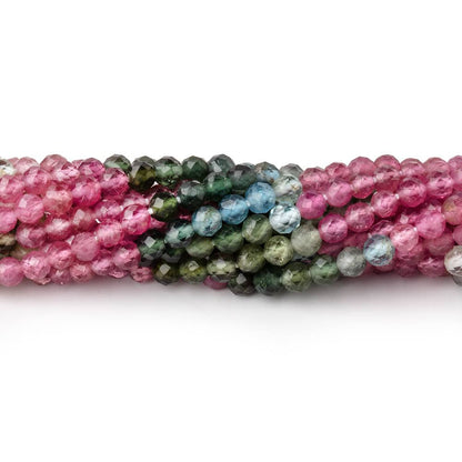 3.5mm Multi Color Tourmaline Micro Faceted Round Beads 12.25 inch 98 pieces