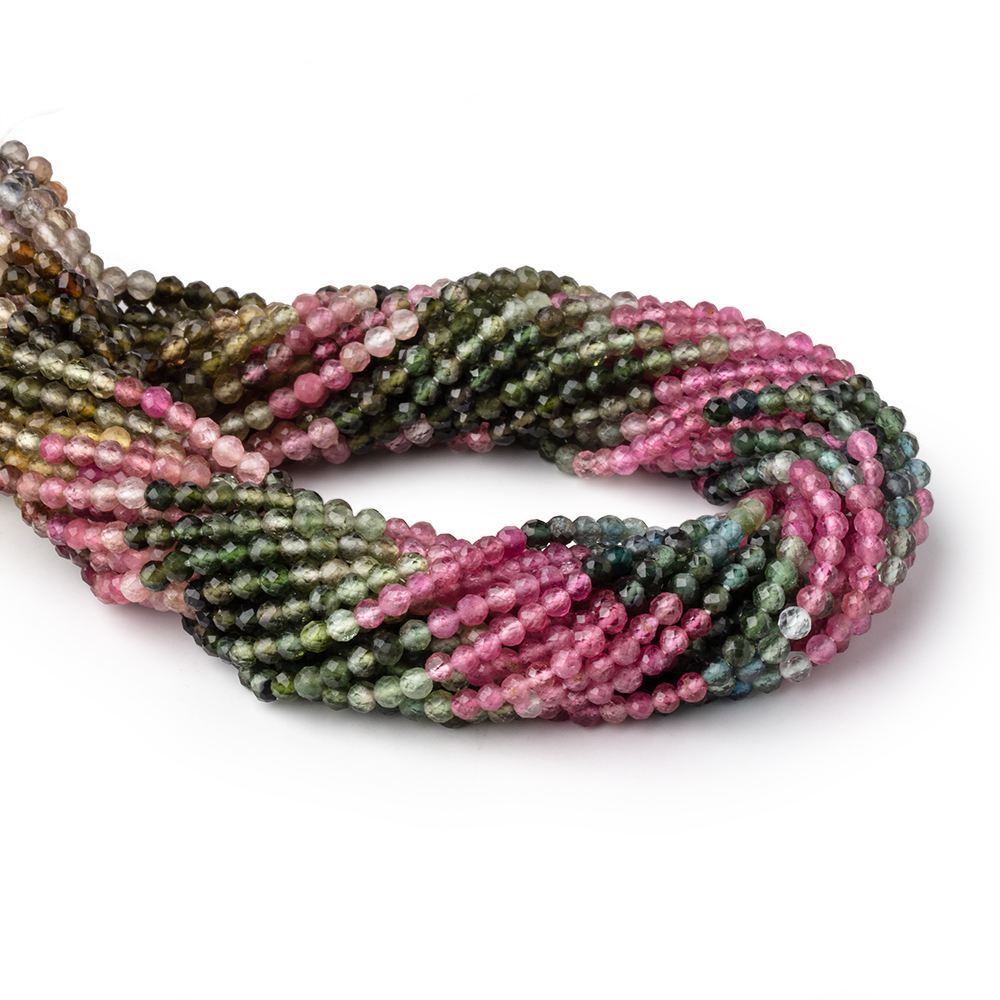 3.5mm Multi Color Tourmaline Micro Faceted Round Beads 12.25 inch 98 pieces