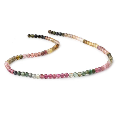 3.5mm Multi Color Tourmaline Micro Faceted Round Beads 14 inch 103 pieces AA