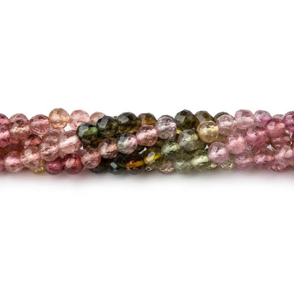 3.5mm Multi Color Tourmaline Micro Faceted Round Beads 14 inch 103 pieces AA