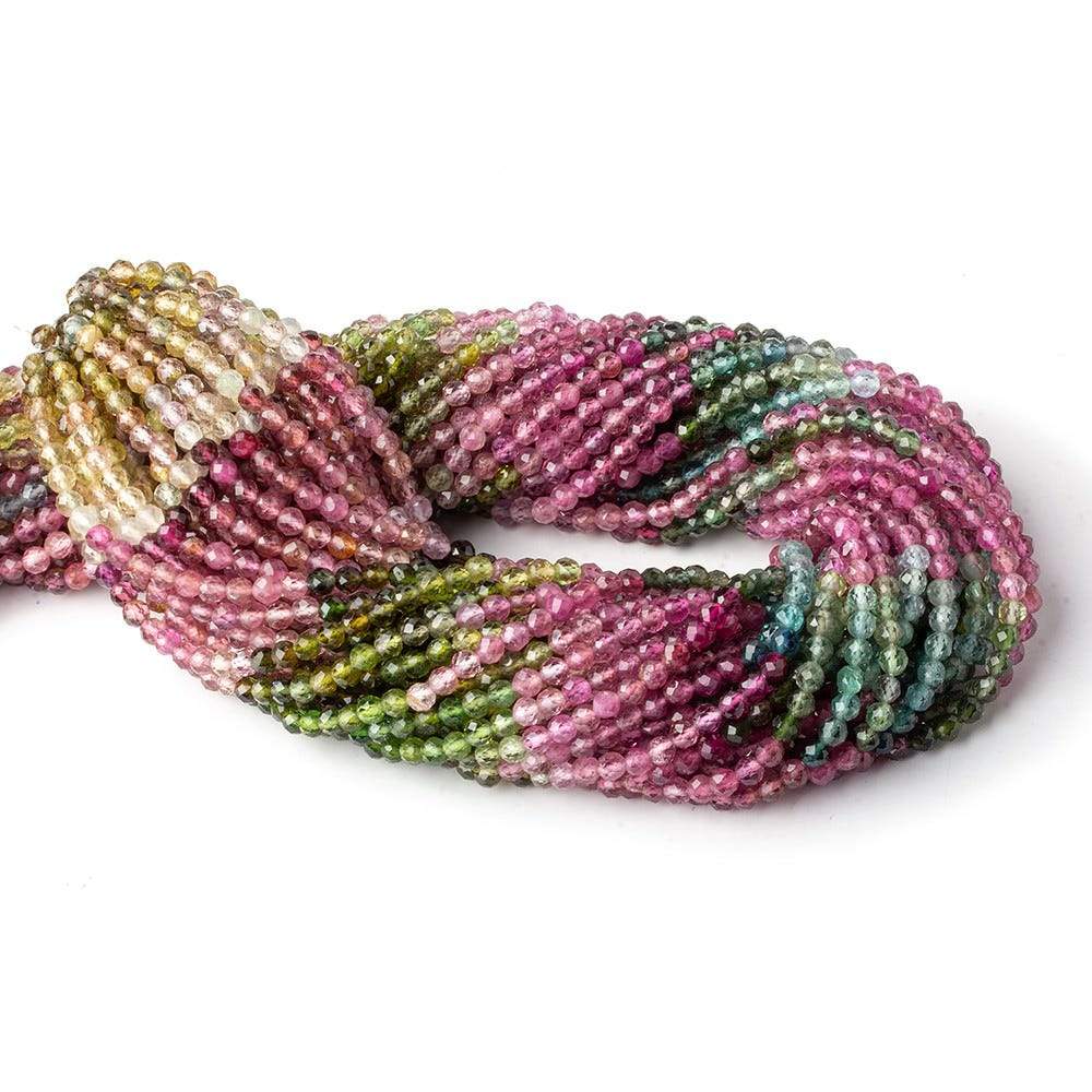 3.5mm Multi color Tourmaline micro faceted rounds 13 inch 100 pieces AAA
