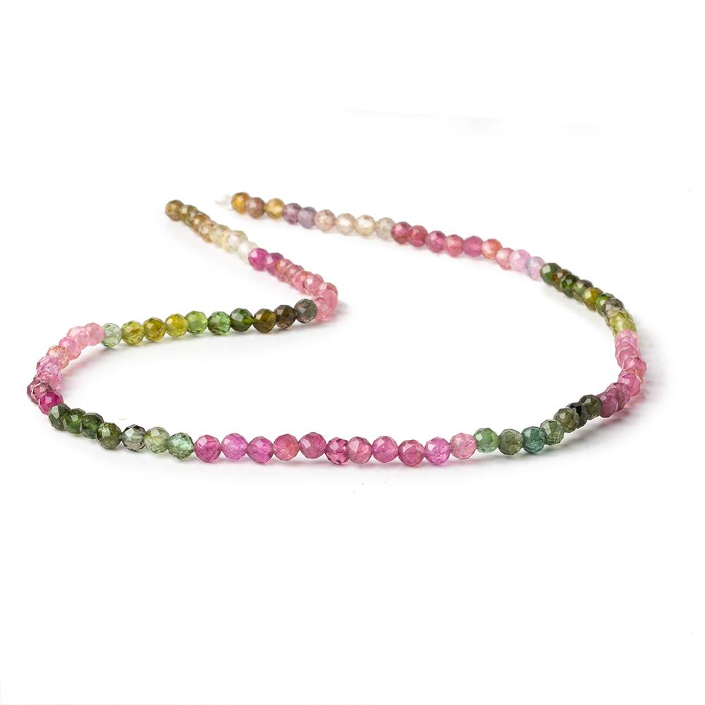 3.5mm Multi color Tourmaline micro faceted rounds 13 inch 100 pieces AAA