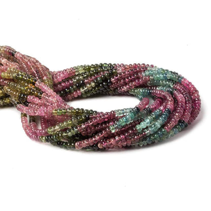 3.5mm Multi Color Tourmaline plain rondelle beads 13.5 inch 174 pieces