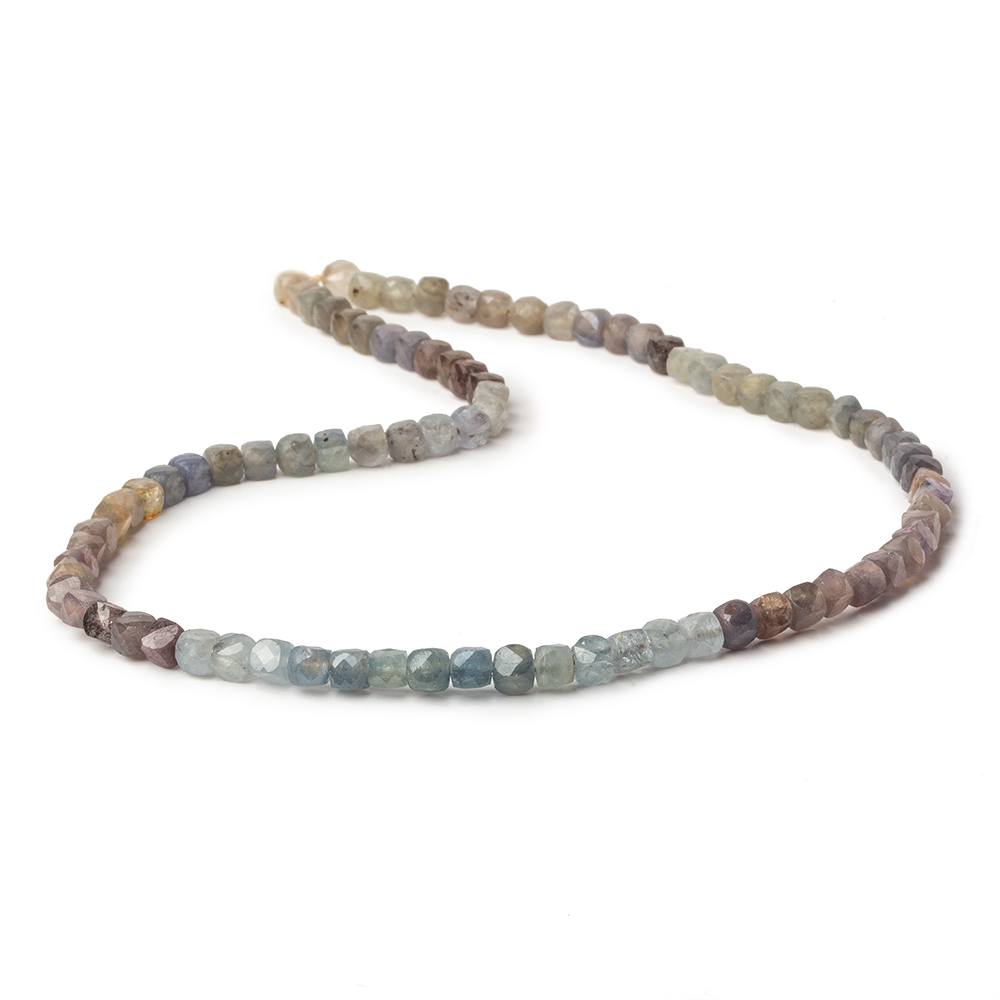 3.5mm Multi Color Umba Sapphire micro faceted cubes 12 inch 80 beads