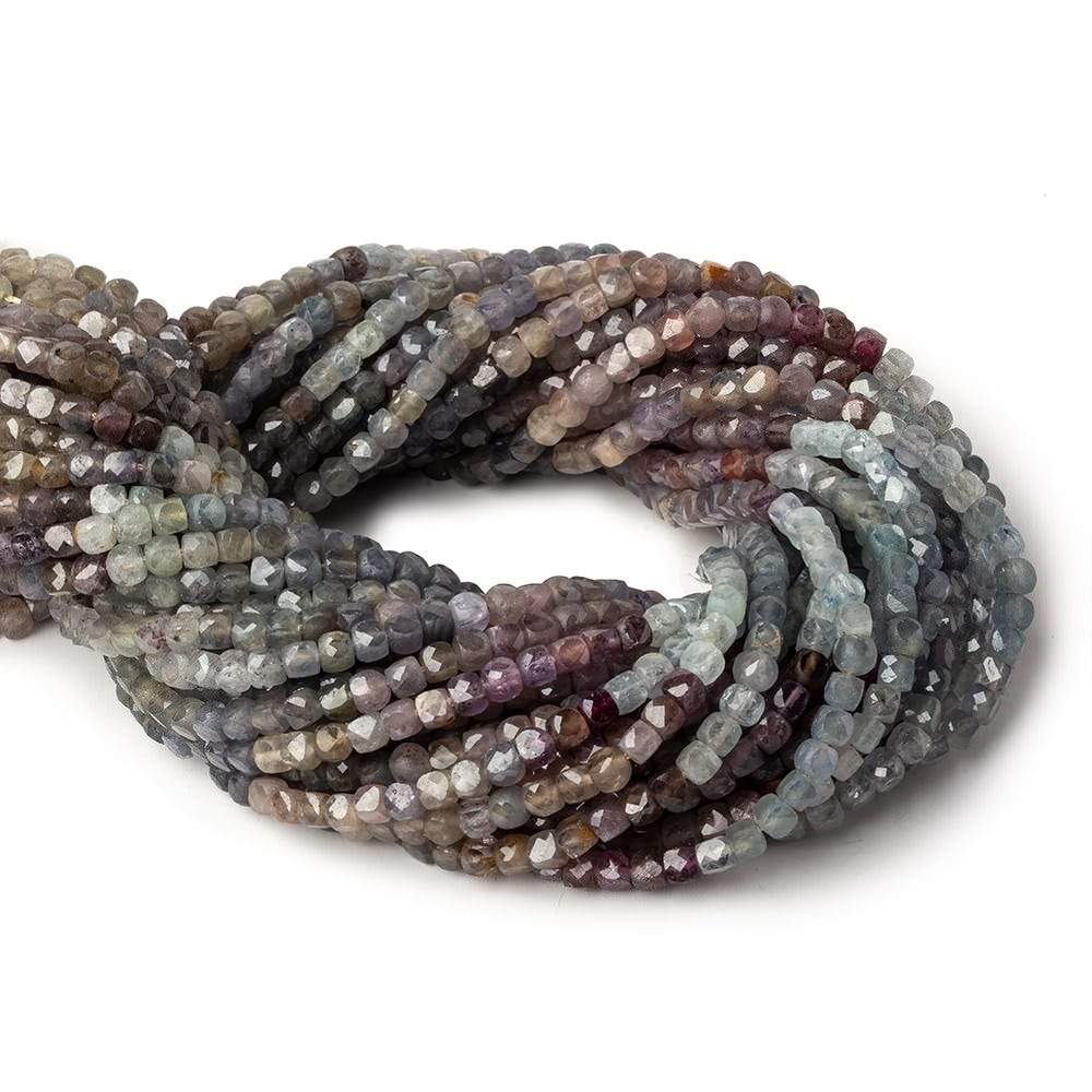 3.5mm Multi Color Umba Sapphire micro faceted cubes 12 inch 80 beads