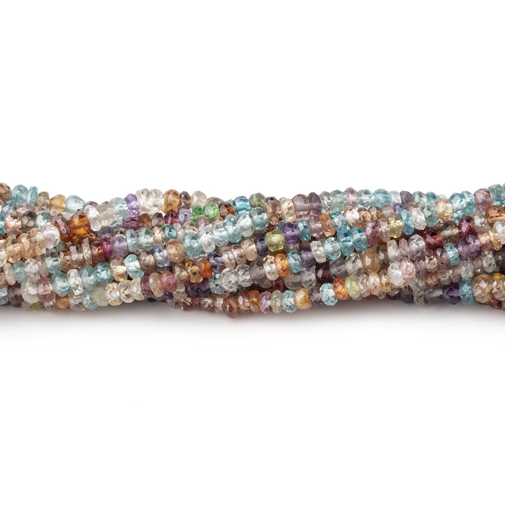 3.5mm Multi Color Zircon Faceted Rondelle Beads 16 inch 230 pieces