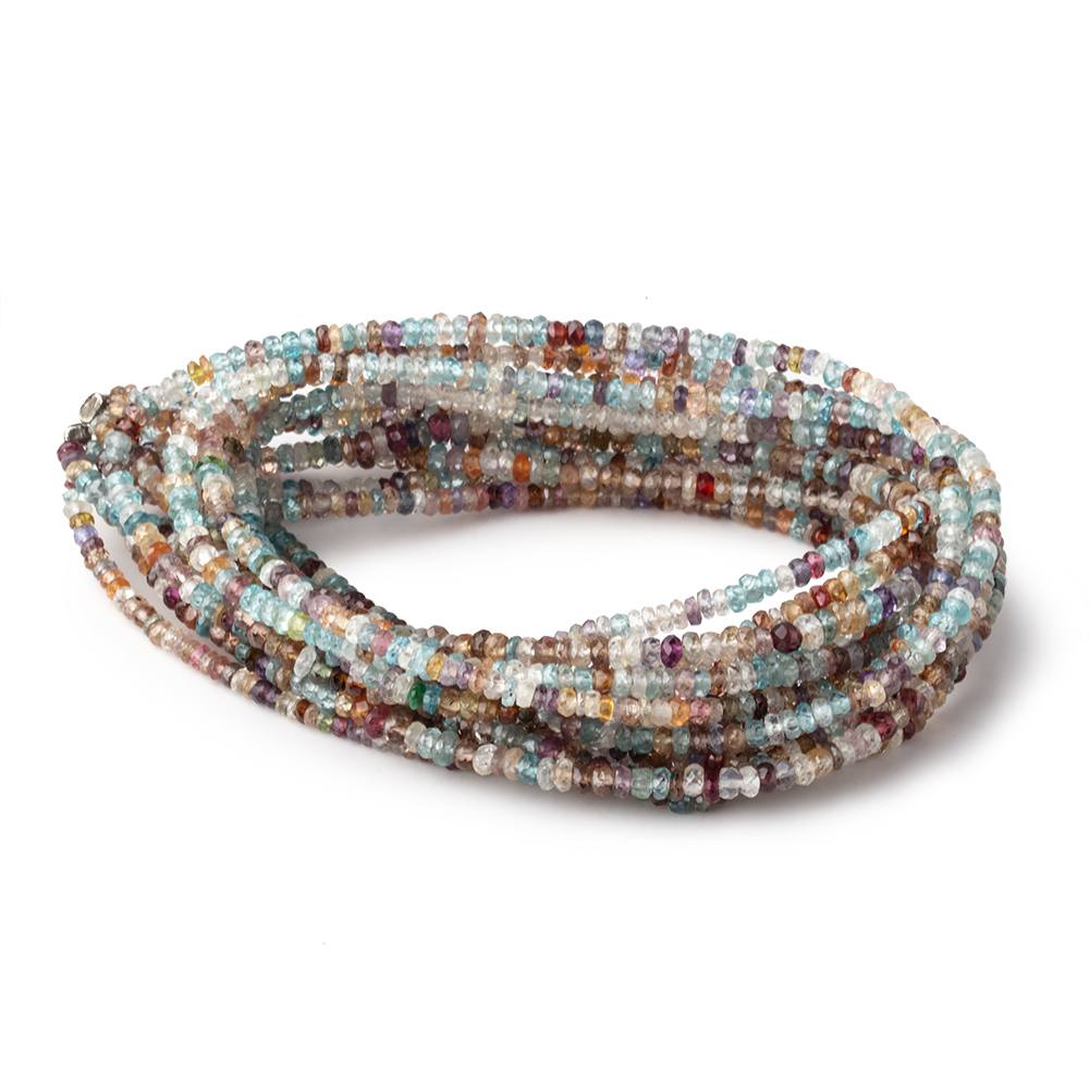 3.5mm Multi Color Zircon Faceted Rondelle Beads 16 inch 230 pieces