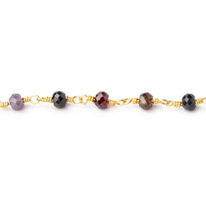 3.5mm Multi Gem Micro Faceted Rondelles on Gold Plated Chain