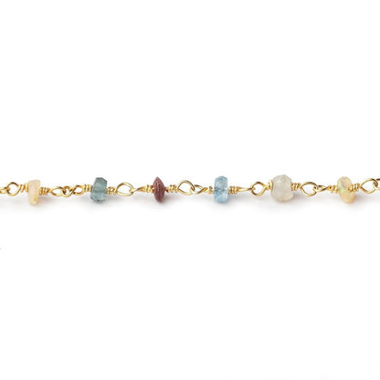 3.5mm Multi Gemstone Faceted Rondelles on Vermeil Chain