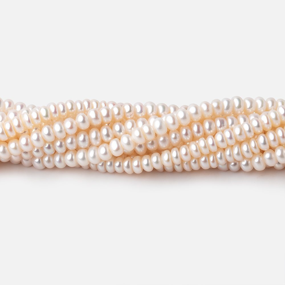 3.5mm Off White Center Drilled Freshwater Button Pearls 15 inch 139 pieces AA