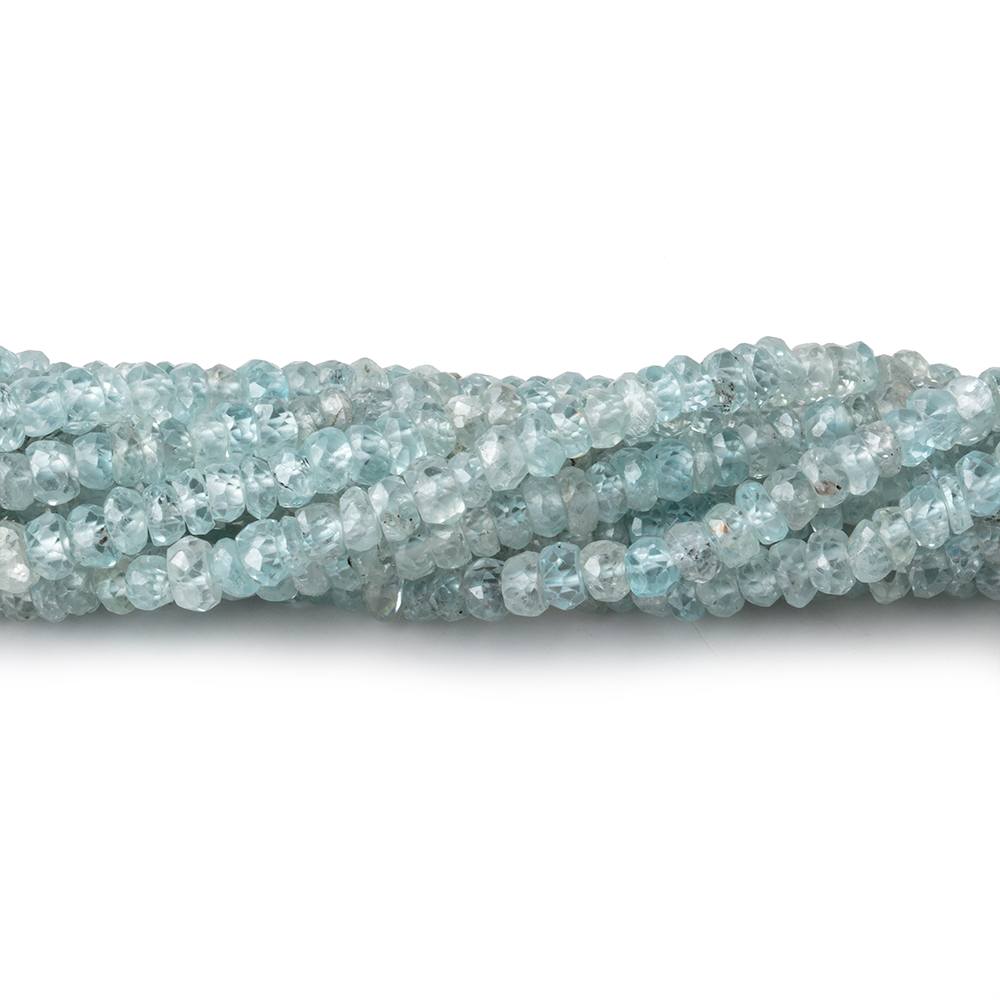 3.5mm Pale Blue Zircon Faceted Rondelle Beads 13 inch 168 pieces