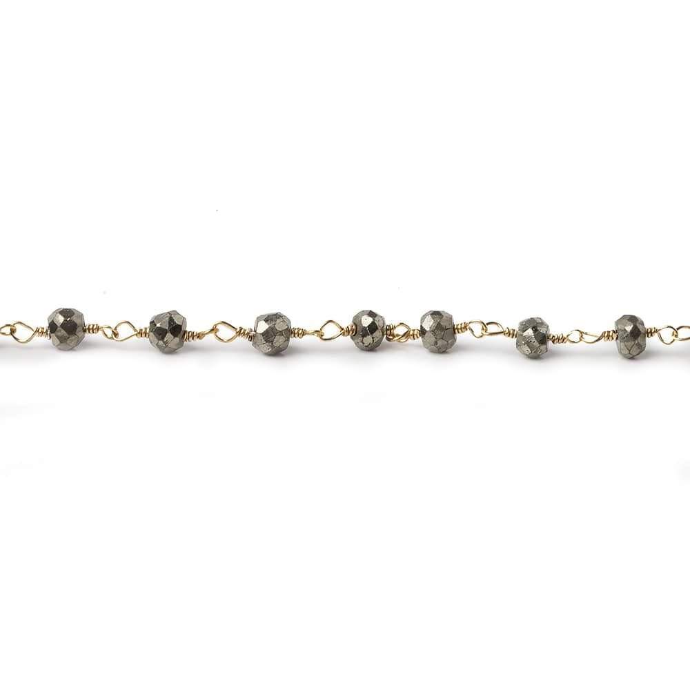 3.5mm Pyrite and Gold plated Pyrite Gold Chain by the foot