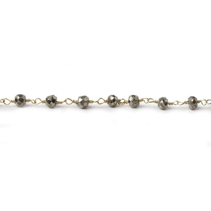 3.5mm Pyrite and Gold plated Pyrite Gold Chain by the foot