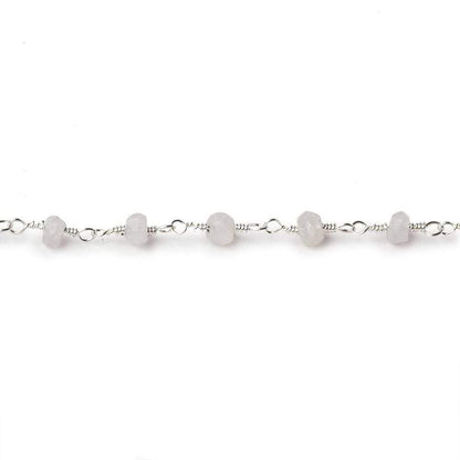 3.5mm Rainbow Moonstone faceted rondelle Silver Plated Chain by the foot 35 pieces