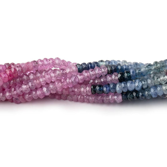 3.5mm Ruby & Fancy Sapphire faceted rondelle beads 18 inch 256 pieces A