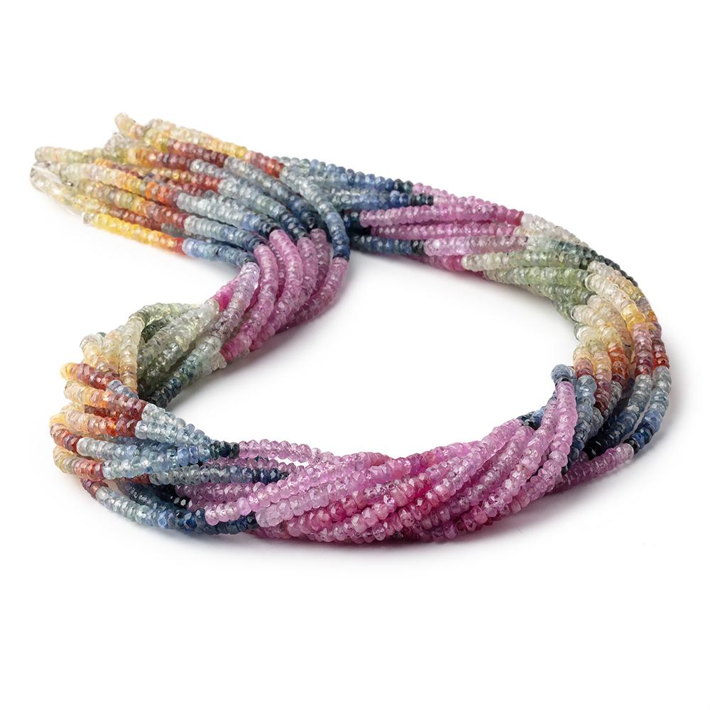 3.5mm Ruby & Fancy Sapphire faceted rondelle beads 18 inch 256 pieces A