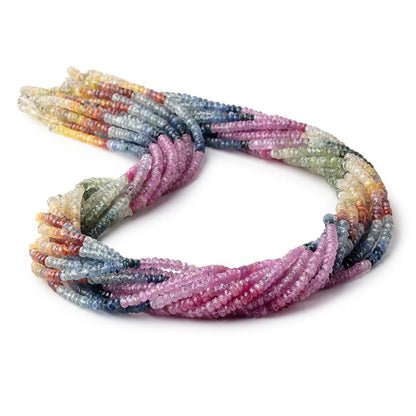 3.5mm Ruby & Fancy Sapphire faceted rondelle beads 18 inch 256 pieces A