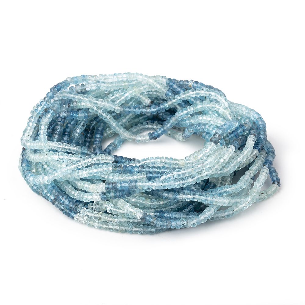 3.5mm Shaded Aquamarine Faceted Rondelle Beads 18 inch 239 pieces