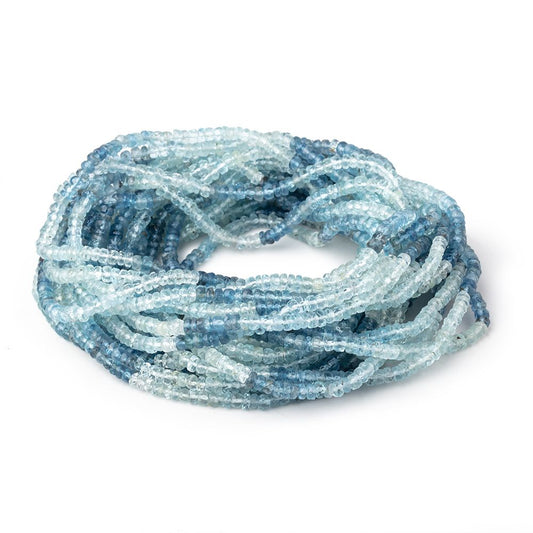 3.5mm Shaded Aquamarine Faceted Rondelle Beads 18 inch 239 pieces